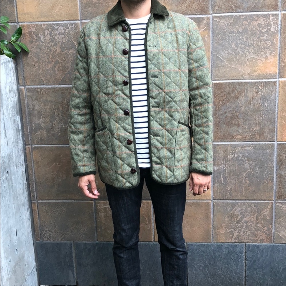 Olive Plaid Men’s Barbour Jacket Size S